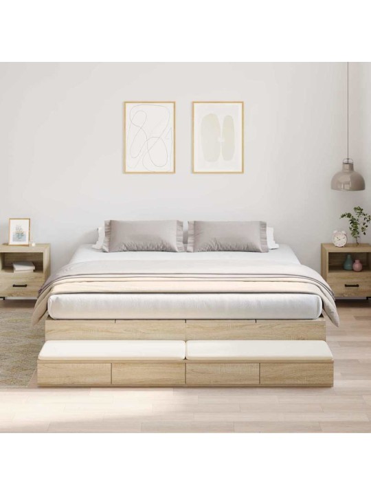 Voodi hoiukohaga raam uksega sonoma tamm 236.5 x 200 x 31.5 cm