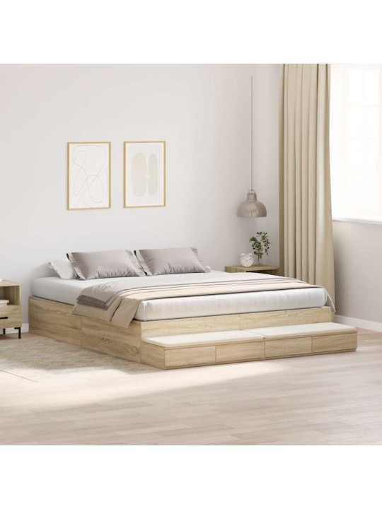Voodi hoiukohaga raam uksega sonoma tamm 236.5 x 200 x 31.5 cm