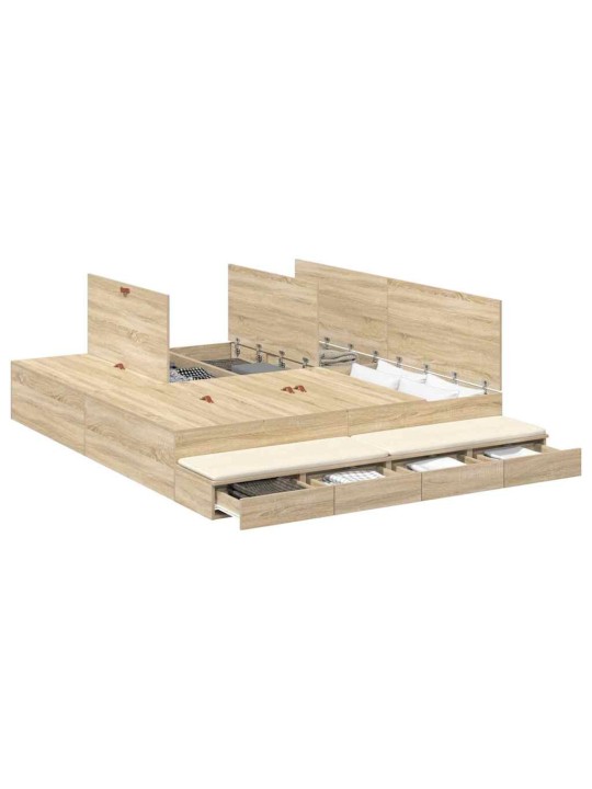 Voodi hoiukohaga raam uksega sonoma tamm 236.5 x 200 x 31.5 cm