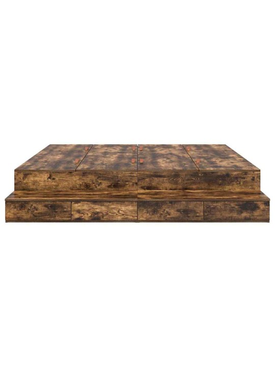 Voodi hoiukohaga raam suitsetatud tamm 236.5 x 200 x 31.5 cm