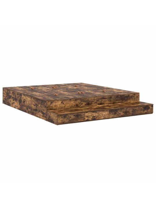 Voodi hoiukohaga raam suitsetatud tamm 236.5 x 200 x 31.5 cm