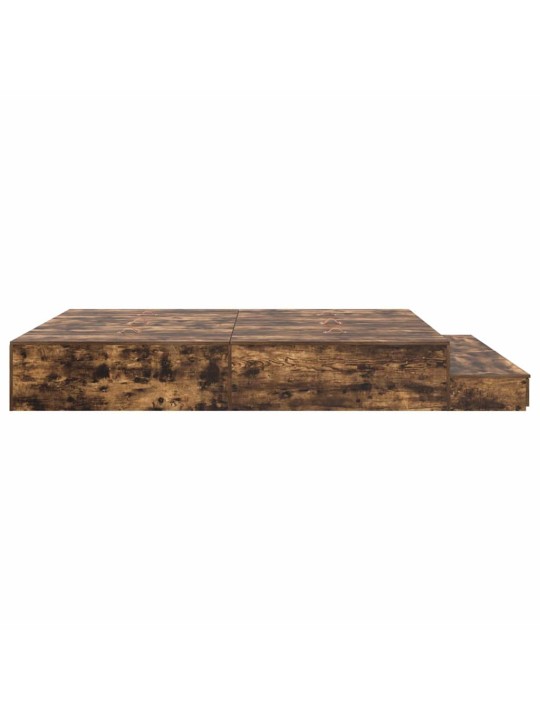 Voodi hoiukohaga raam suitsetatud tamm 236.5 x 200 x 31.5 cm