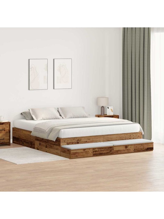 Voodi hoiukohaga raam vana puit 236.5 x 200 x 31.5 cm tehispuit
