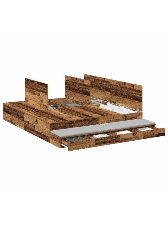 Voodi hoiukohaga raam vana puit 236.5 x 200 x 31.5 cm tehispuit