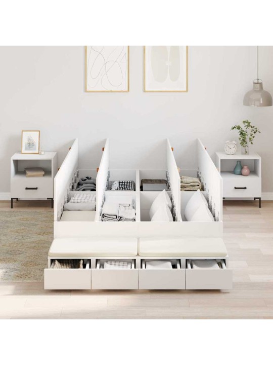 Voodi hoiukohaga raam valge 236.5 x 120 x 31.5 cm tehispuit
