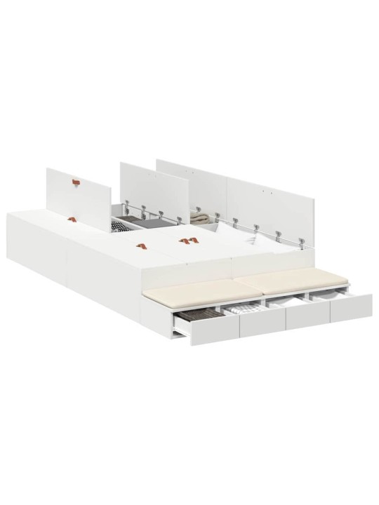 Voodi hoiukohaga raam valge 236.5 x 120 x 31.5 cm tehispuit