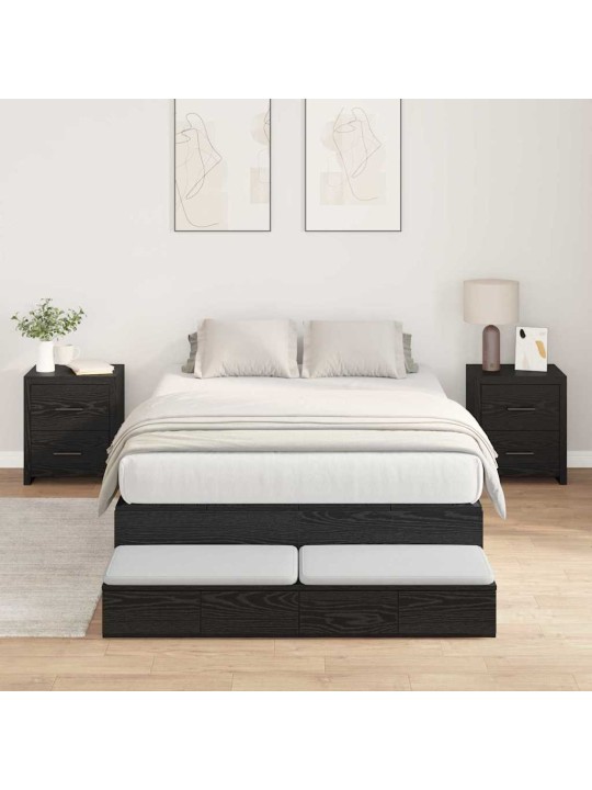 Voodi hoiukohaga raam must tamm 236.5 x 120 x 31.5 cm tehispuit