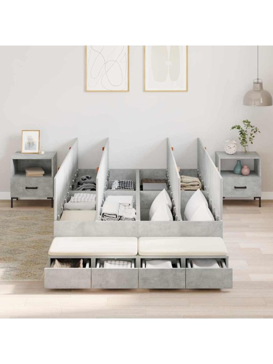 Voodi hoiukohaga raam sahtliga betoonhall 236.5 x 120 x 31.5 cm