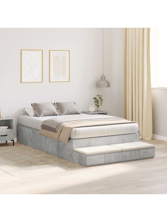 Voodi hoiukohaga raam sahtliga betoonhall 236.5 x 120 x 31.5 cm