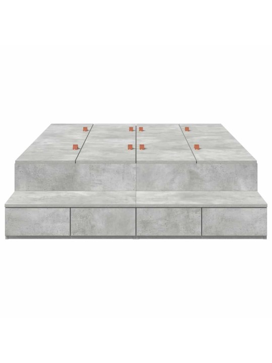 Voodi hoiukohaga raam sahtliga betoonhall 236.5 x 120 x 31.5 cm