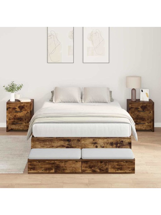 Voodi hoiukohaga raam suitsetatud tamm 236.5 x 120 x 31.5 cm