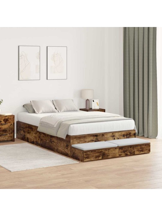 Voodi hoiukohaga raam suitsetatud tamm 236.5 x 120 x 31.5 cm