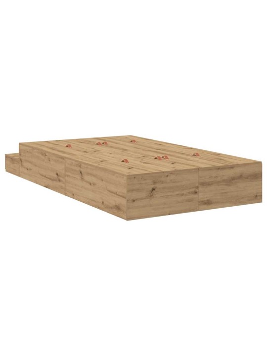 Voodi hoiukohaga raam uksega käsitöötamm 236.5 x 120 x 31.5 cm