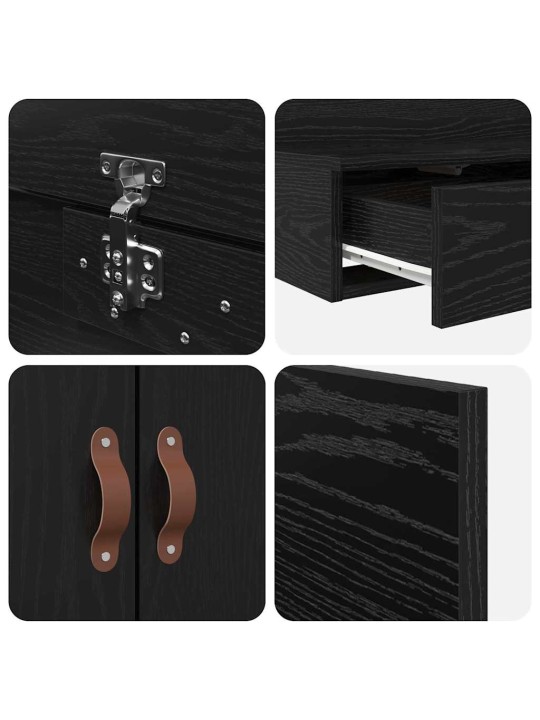 Voodi hoiukohaga raam must tamm 236.5 x 140 x 31.5 cm tehispuit
