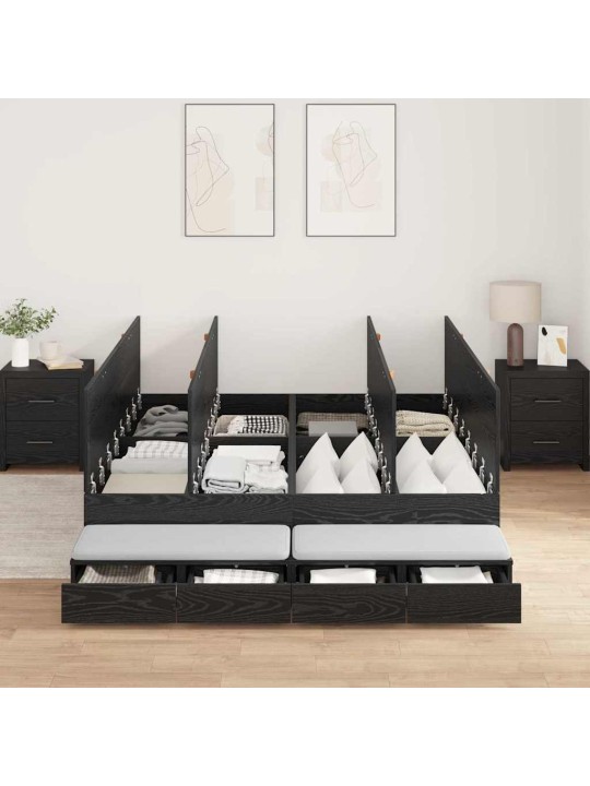 Voodi hoiukohaga raam must tamm 236.5 x 140 x 31.5 cm tehispuit