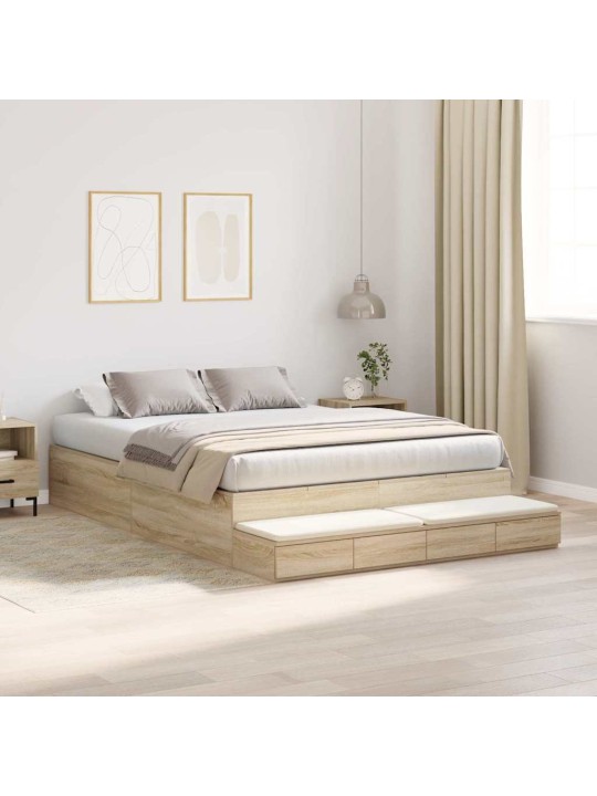 Voodi hoiukohaga raam uksega sonoma tamm 236.5 x 140 x 31.5 cm