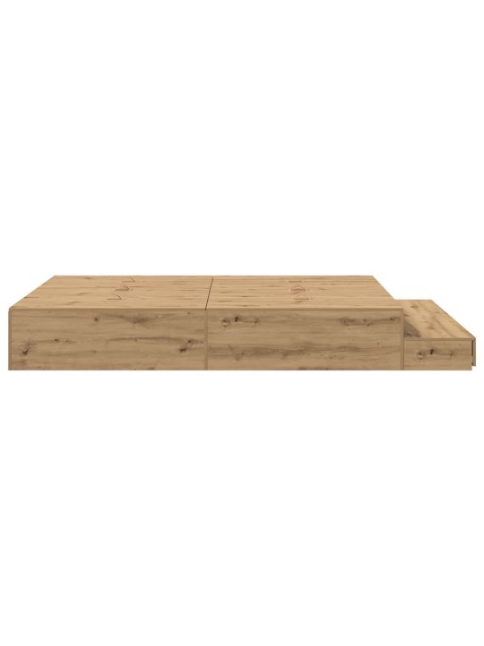 Voodi hoiukohaga raam uksega käsitöötamm 236.5 x 140 x 31.5 cm