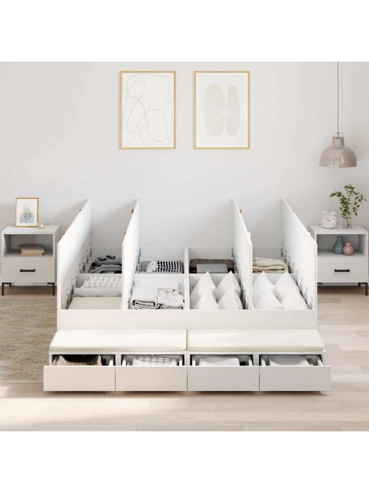 Voodi hoiukohaga raam valge 236.5 x 150 x 31.5 cm tehispuit