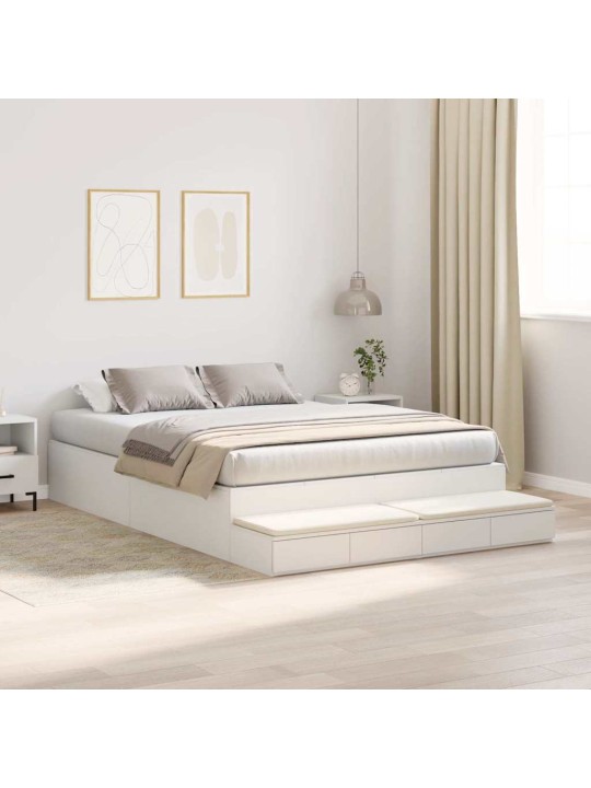 Voodi hoiukohaga raam valge 236.5 x 150 x 31.5 cm tehispuit