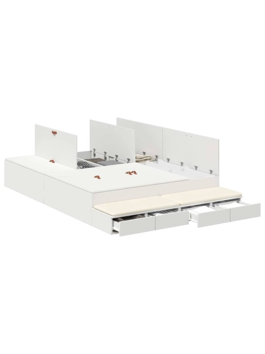 Voodi hoiukohaga raam valge 236.5 x 150 x 31.5 cm tehispuit