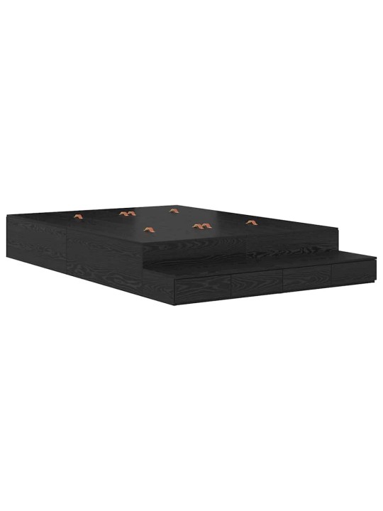 Voodi hoiukohaga raam must tamm 236.5 x 150 x 31.5 cm tehispuit
