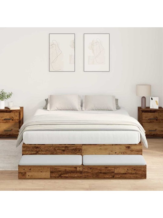 Voodi hoiukohaga raam vana puit 236.5 x 150 x 31.5 cm tehispuit
