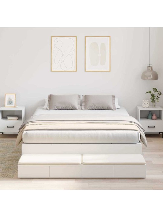Voodi hoiukohaga raam valge 236.5 x 160 x 31.5 cm tehispuit