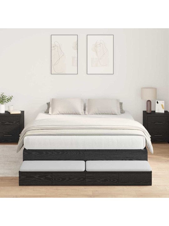 Voodi hoiukohaga raam must tamm 236.5 x 160 x 31.5 cm tehispuit