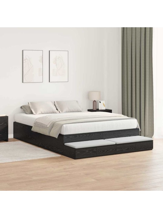 Voodi hoiukohaga raam must tamm 236.5 x 160 x 31.5 cm tehispuit