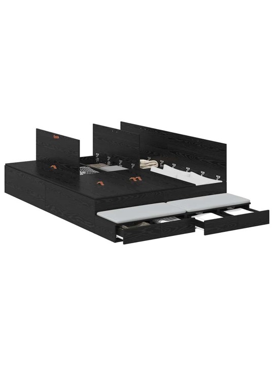 Voodi hoiukohaga raam must tamm 236.5 x 160 x 31.5 cm tehispuit
