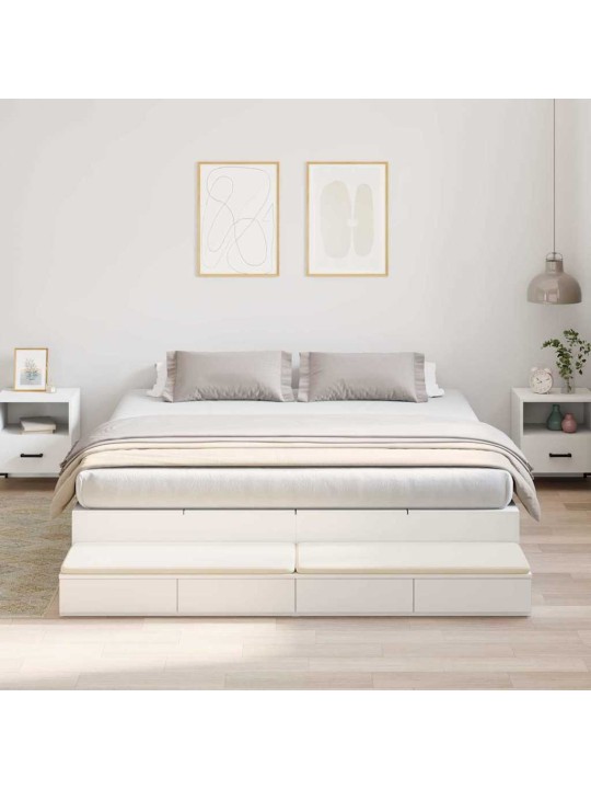 Voodi hoiukohaga raam valge 236.5 x 180 x 31.5 cm tehispuit