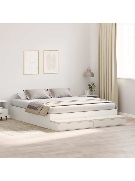 Voodi hoiukohaga raam valge 236.5 x 180 x 31.5 cm tehispuit