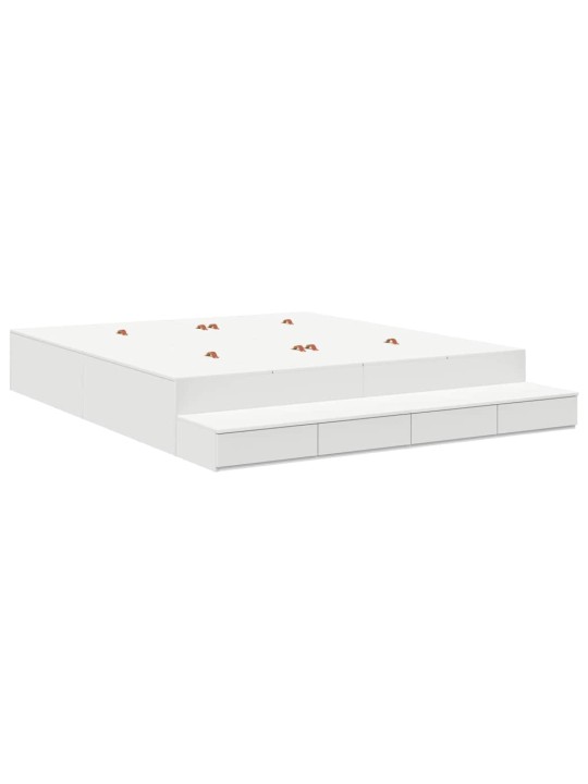 Voodi hoiukohaga raam valge 236.5 x 180 x 31.5 cm tehispuit