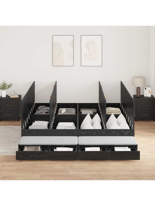 Voodi hoiukohaga raam must tamm 236.5 x 180 x 31.5 cm tehispuit