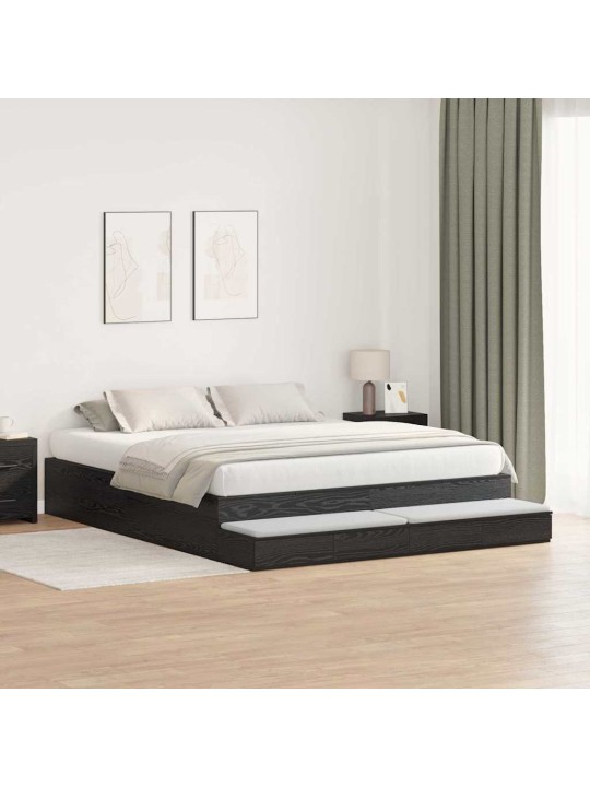 Voodi hoiukohaga raam must tamm 236.5 x 180 x 31.5 cm tehispuit