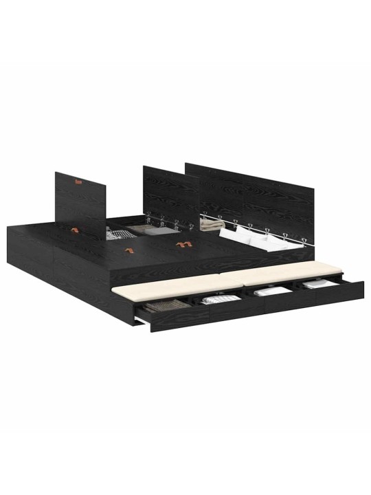 Voodi hoiukohaga raam must tamm 236.5 x 180 x 31.5 cm tehispuit