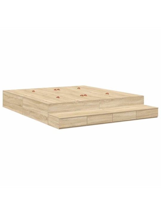 Voodi hoiukohaga raam uksega sonoma tamm 236.5 x 180 x 31.5 cm