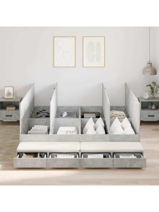 Voodi hoiukohaga raam sahtliga betoonhall 236.5 x 180 x 31.5 cm