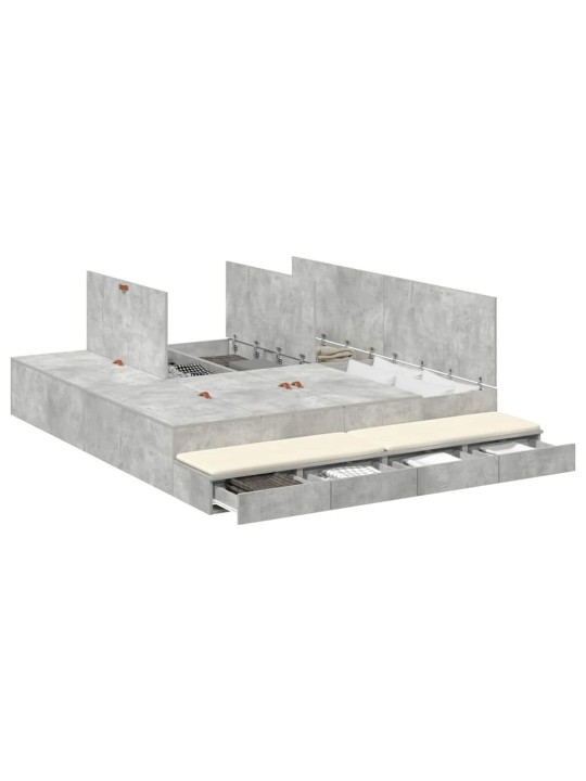 Voodi hoiukohaga raam sahtliga betoonhall 236.5 x 180 x 31.5 cm