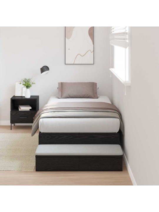 Voodi hoiukohaga raam must tamm 226.5 x 90 x 31.5 cm tehispuit