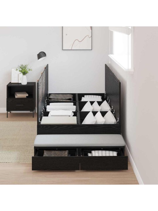 Voodi hoiukohaga raam must tamm 226.5 x 90 x 31.5 cm tehispuit