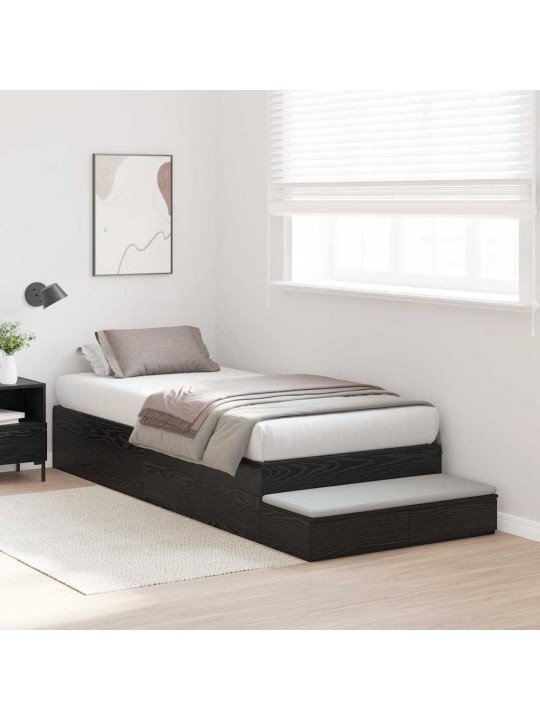 Voodi hoiukohaga raam must tamm 226.5 x 90 x 31.5 cm tehispuit
