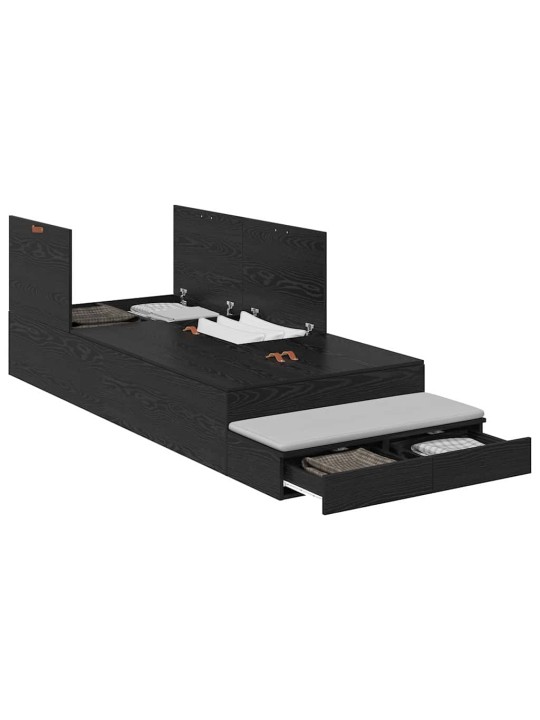 Voodi hoiukohaga raam must tamm 226.5 x 90 x 31.5 cm tehispuit