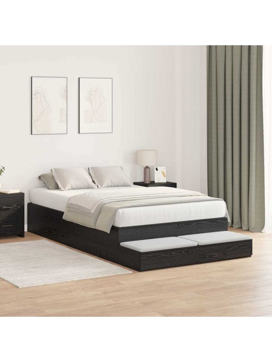 Voodi hoiukohaga raam must tamm 226.5 x 120 x 31.5 cm tehispuit
