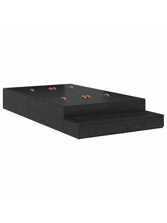 Voodi hoiukohaga raam must tamm 226.5 x 120 x 31.5 cm tehispuit