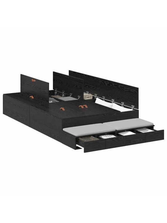 Voodi hoiukohaga raam must tamm 226.5 x 120 x 31.5 cm tehispuit