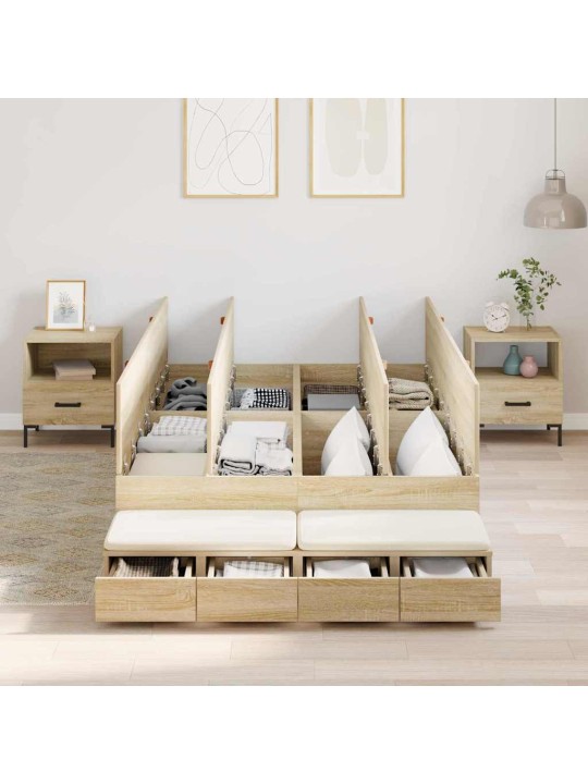 Voodi hoiukohaga raam uksega sonoma tamm 226.5 x 120 x 31.5 cm