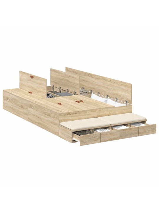 Voodi hoiukohaga raam uksega sonoma tamm 226.5 x 120 x 31.5 cm