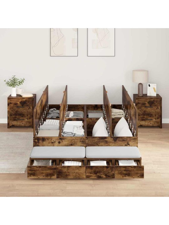 Voodi hoiukohaga raam suitsetatud tamm 226.5 x 120 x 31.5 cm