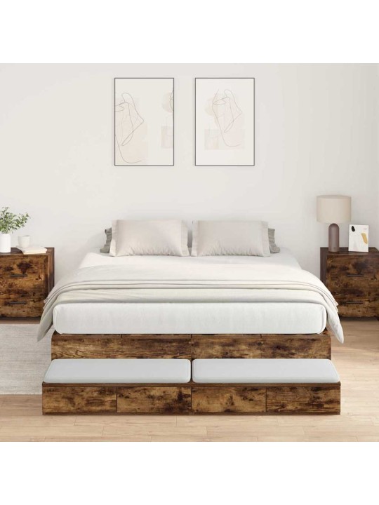 Voodi hoiukohaga raam suitsetatud tamm 226.5 x 140 x 31.5 cm